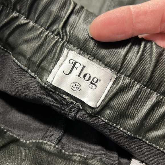 Flog Deep Green Faux Leather Pull On Pants - Picture 6 of 8